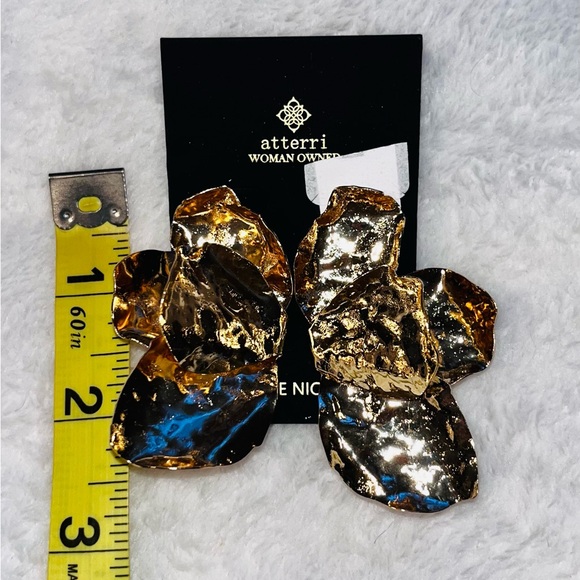 ATTERRI Gold Statement Earrings NEW! - Picture 6 of 7